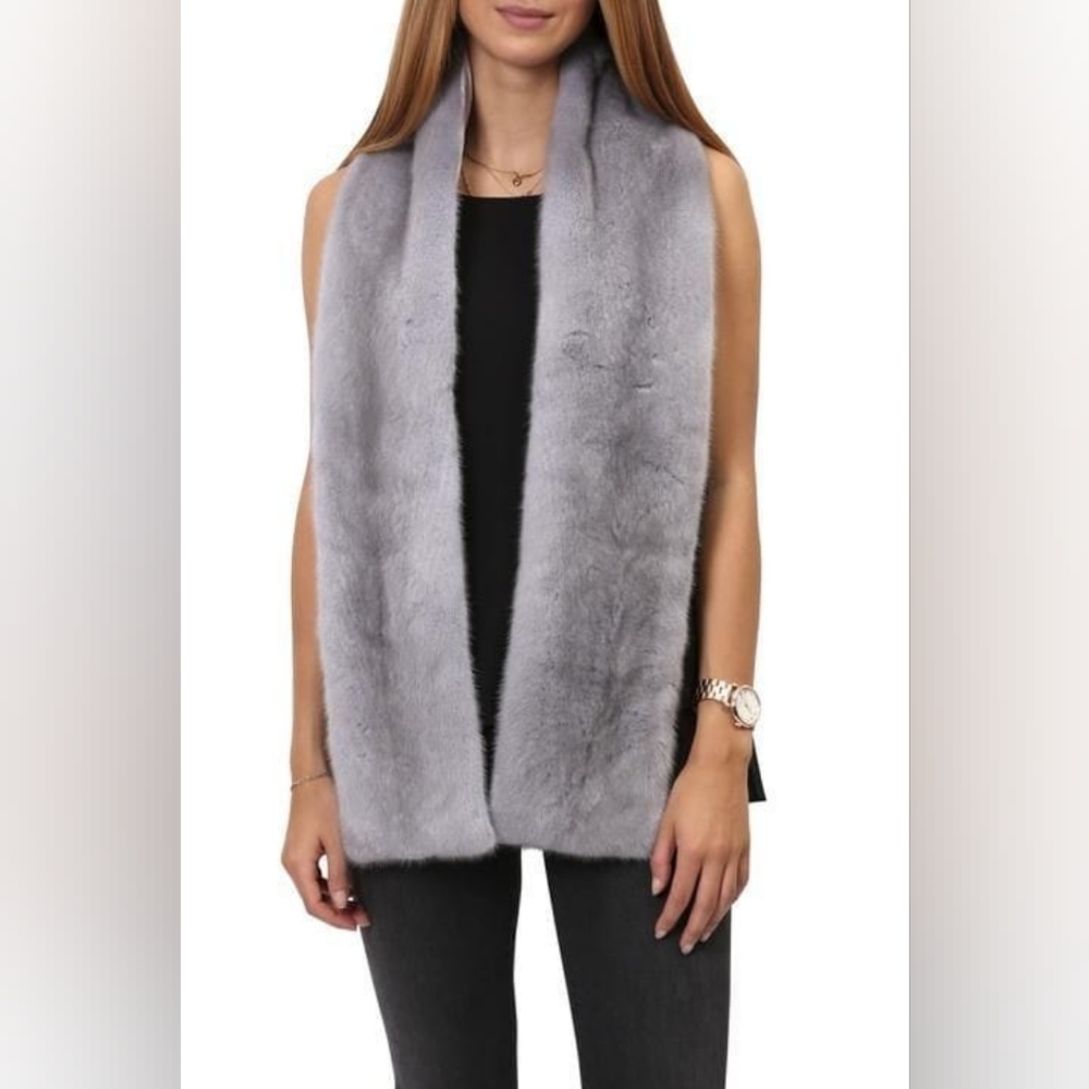 Charmfur grey puffy scarf